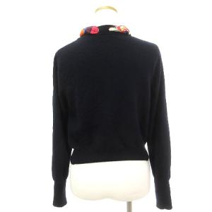 Diagram 長袖 ニット セーター シルクスカーフ ウール混 ネイビー 紺 36 S