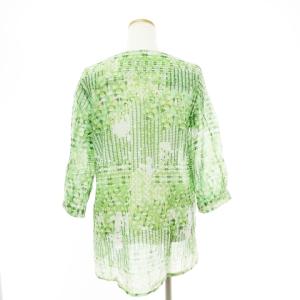 HUNTING WORLD 七分袖 ブラウス シャツ プルオーバー イタリア製 コットン シースルー 緑 グリーン 42 L