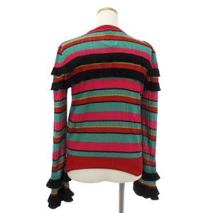 KEITA MARUYAMA タグ付き ニット セーター 長袖 フリル ボーダー マルチカラー 赤 黒 緑 ピンク 1 S位 SM1