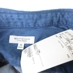 BEAUTY&YOUTH UNITED ARROWS タグ付き デニムシャツ 長袖 インディゴ染め コットン ブルー 青 M SM1