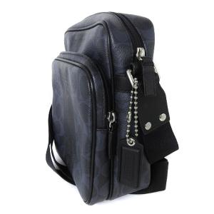 COACH ヘリテージ ストライプ シグネチャー ショルダーバッグ PVC レザー F70589 紺 黒 ネイビー ブラック 鞄 SM1