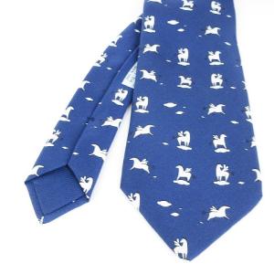 HERMES ネクタイ レギュラータイ ペガサス シルク 総柄 7859 UA ネイビー 紺 SM1 AA