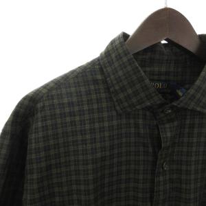 POLO RALPH LAUREN タグ付き シャツ 長袖 チェック コットン フロントボタン 緑 グリーン L SM1