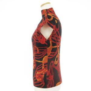 PLEATS PLEASE ISSEY MIYAKE PP63-JK753 イッセイミヤケ カットソー ノースリーブ ハイネック 総柄 3 オレンジ系