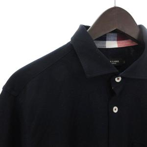 BLACK LABEL CRESTBRIDGE 美品 シャツ 七分袖 ロゴ 刺繍 フロントボタン 51M19-318-28 紺 ネイビー 4 SM1