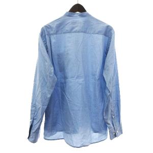 BLACK LABEL CRESTBRIDGE シャツ 長袖 バンドカラー ハーフボタン ワンポイント 刺繍 コットン 青 ブルー L SM1