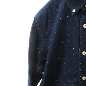 BLACK LABEL CRESTBRIDGE シャツ 長袖 チェック フロントボタン ドット 水玉 コットン  ネイビー 4 SM1