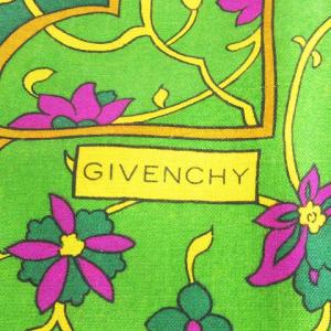 GIVENCHY ストール スカーフ 大判 イタリア製 花柄 ウール グリーン 緑 SM1