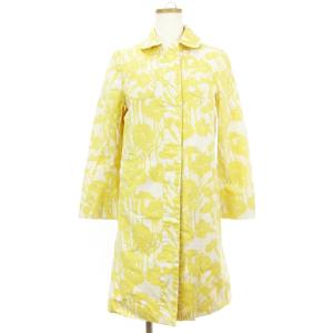 ステンカラーコート 花柄 大柄 比翼 コットン 黄 イエロー 4 L位 SM1