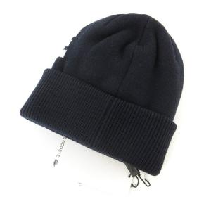 LACOSTE タグ付き ニット帽 ビーニー ビックロゴ プリント L7076 紺 ネイビー 帽子