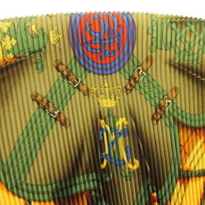 HERMES GRANDE TENUE プリーツ スカーフ ダイヤ型 クラウン 王冠 シルク オレンジ マルチカラー AA