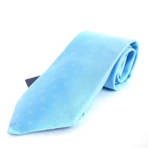 M77080 タグ付き クラヴァット モノグラム ネクタイ  総柄 シルク イタリア製 水色