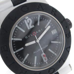 BVLGARI アルミニウム 腕時計 アナログ クオーツ デイト AL32TA ブラック ウォッチ