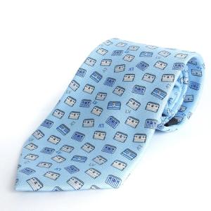 クラヴァット ネクタイ レギュラータイ シルク イタリア製 総柄 トランク柄 水色 M70190 SM1