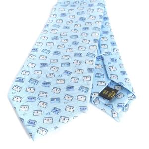 LOUIS VUITTON クラヴァット ネクタイ レギュラータイ シルク イタリア製 総柄 トランク柄 水色 M70190 SM1