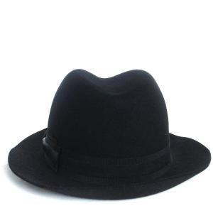 Borsalino 中折ハット ソフト帽 帽子 ソフトフェルト ラビットファー イタリア製 160238 黒 ブラック 58