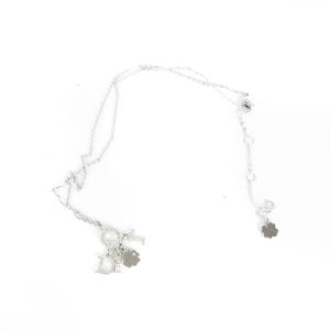 Christian Dior ネックレス ペンダント アクセサリー クローバー ストーン ロゴ シルバーカラー SM1 AA