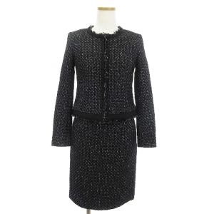 ANAYI セットアップ スーツ ノーカラージャケット スカート ツイード 36 ブラック