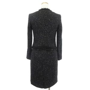 ANAYI セットアップ スーツ ノーカラージャケット スカート ツイード 36 ブラック