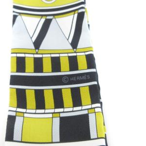HERMES 21SS タグ付き VOLTES ET PIROUETTES ツイリー スカーフ シルク 総柄 黄
