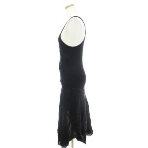 sacai ワンピース ロング ノースリーブ ロング 変形 アシンメトリー シルク混 切替 04-00190 黒 ブラック 38 M位