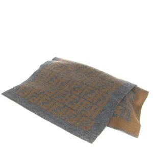 FENDI マフラー リバーシブル ウール ズッカ柄 総柄 灰色 グレー 茶 ブラウン SM1 AA