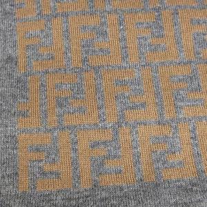FENDI マフラー リバーシブル ウール ズッカ柄 総柄 灰色 グレー 茶 ブラウン SM1 AA