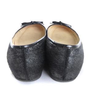 Christian Louboutin バレエシューズ ローファー パンプス ハラコ リボン イタリア製 ブラック 38.5