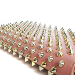 Christian Louboutin パネトーネ スパイクスタッズ 長財布 ウォレット ラウンドファスナー レザー 1165065 ピンク SM1