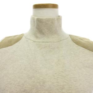 POLO RALPH LAUREN ノースリーブ ニットカットソー ハイネック 切替 羊革 ウール ベージュ M SM1