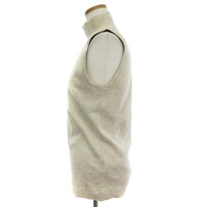 POLO RALPH LAUREN ノースリーブ ニットカットソー ハイネック 切替 羊革 ウール ベージュ M SM1