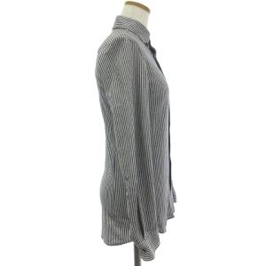 LACOSTE シャツ ストライプ 長袖 ワンポイント ボタンダウン コットン グレー 2 SM1