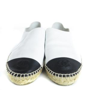 CHANEL エスパドリーユ パンプス スリッポン レザー ココマーク G32742 ホワイト 39