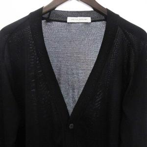 UNITED ARROWS カーディガン Vネック 薄手 長袖 無地 コットン 黒 ブラック L SM1