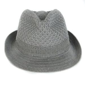 LACOSTE 中折ハット ポリコットン 編み込み ワンポイント グレー 58cm 帽子