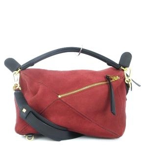 LOEWE パズルバッグ ラージ アナグラム 2WAY スエード レッド