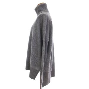 DIANE von FURSTENBERG ニット セーター タートルネック カシミヤ 無地 サイドスリット グレー P SM1