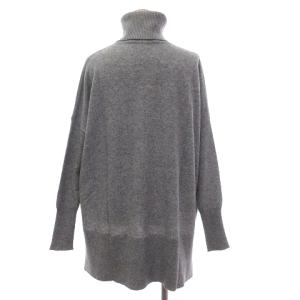 DIANE von FURSTENBERG ニット セーター タートルネック カシミヤ 無地 サイドスリット グレー P SM1