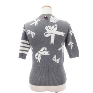 THOM BROWNE グレー ニットカーディガン サイズ3 THOM BROWNE グレーニット THOM BROWNE グレー ニットカーディガン