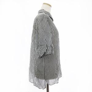 MARGARET HOWELL 20SS シャツ ブラウス 半袖 ストライプ シルク混 白 ホワイト グレー 2