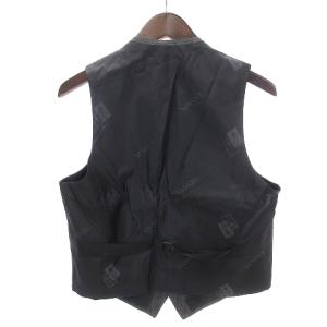 LANVIN PARIS ジレ ベスト 前開き ウール ストライプ フロントボタン グレー R46-44 M相当 GKP