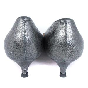 PELLICO パンプス ポインテッドトゥ レザー メタリック グレー 37 約24cm 靴 SM1