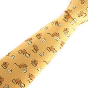 ネクタイ 7605 レギュラータイ シルク プリント ネズミ チーズ柄 黄 イエロー 小物 SM1 AA