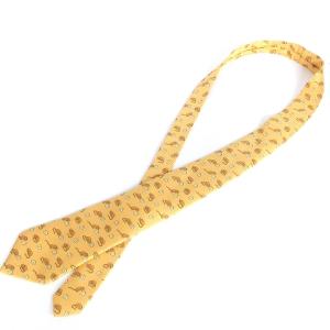 HERMES ネクタイ 7605 レギュラータイ シルク プリント ネズミ チーズ柄 黄 イエロー 小物 SM1 AA