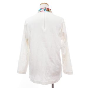 LEONARD SPORT ヴィンテージ Tシャツ カットソー 長袖 バックファスナー モックネック 馬 チェーン プリント ホワイト 白 M GKP