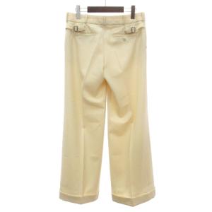 RALPH LAUREN ワイドパンツ スラックス ウール ダブル仕上げ センタープレス 無地 ジッパーフライ アイボリー 9 GKP