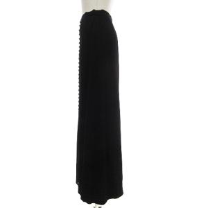 LANVIN PARIS ヴィンテージ フレアスカート ロング丈 無地 フロントボタン 黒 ブラック 40 GKP