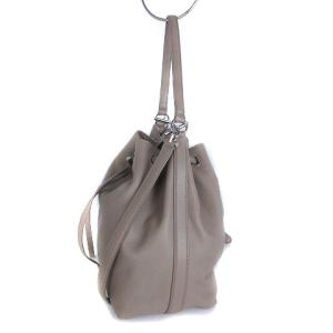 TORY BURCH ハンドバッグ ショルダー ドローストリング 巾着 レザー 牛革 グレー 鞄 SM1