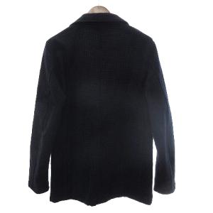 UNITED ARROWS テーラードジャケット シングル ノーベント 2B 総柄 コットン ウール混 紺 ネイビー XL SM1