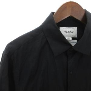 YAECA コンフォートシャツ リラックス 長袖 コットン 無地 フロントスナップボタン 12114 黒 ブラック S SM1